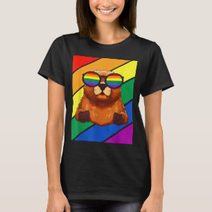 T-shirt Drapeau Lgbtq Mois Fierté Gay Groundhog Avec Gles 