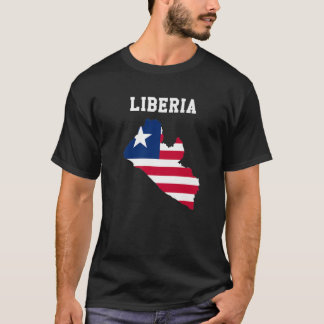 T-shirt Drapeau Libérien À L'Intérieur De La Carte Du Libé
