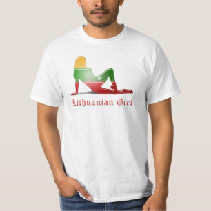 T-shirt Drapeau lithuanien de silhouette de fille