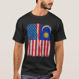 T-shirt Drapeau malaisien américain moitié USA Malaisie ra