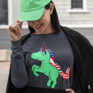 T-shirt Drapeau Mane caricature Unicorn Mint Green Patriot