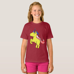 T-shirt Drapeau Mane caricature Unicorn Yellow Patriotic U