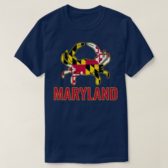 T-shirt Drapeau Maryland Drapeau de crabe de l'État du Mar (Design devant)