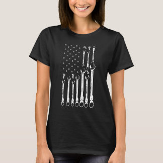 T-shirt Drapeau Mécanique Patriotique American Car Mécaniq
