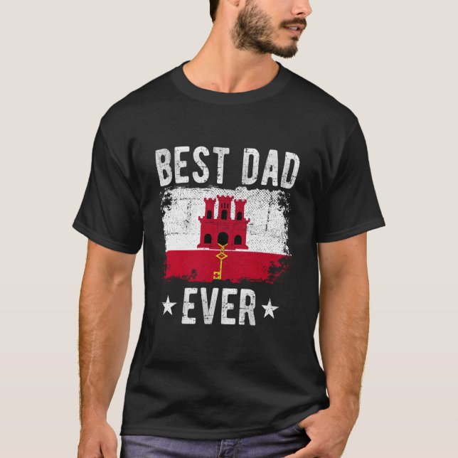 T-shirt Drapeau Meilleur Papa Jamais Gibraltar Meilleur Pa (Devant)