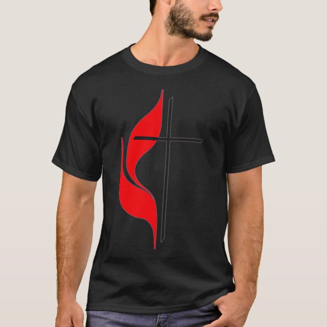 T-shirt Drapeau méthodiste poche Christian Cross Tee (Devant)