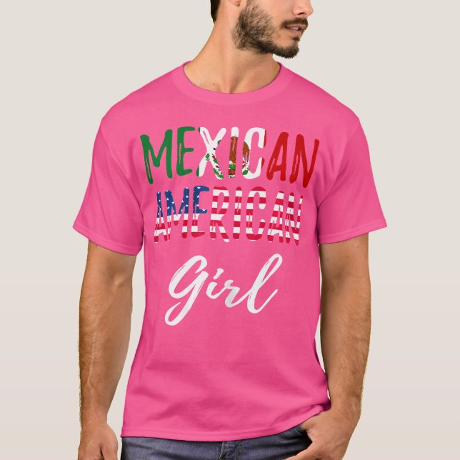 T-shirt Drapeau Mexicain Américain Girl Pride Mexicaine Am (Devant)