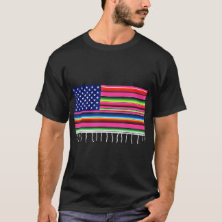 T-shirt Drapeau Mexicain Américain USA Serape Cinco De May