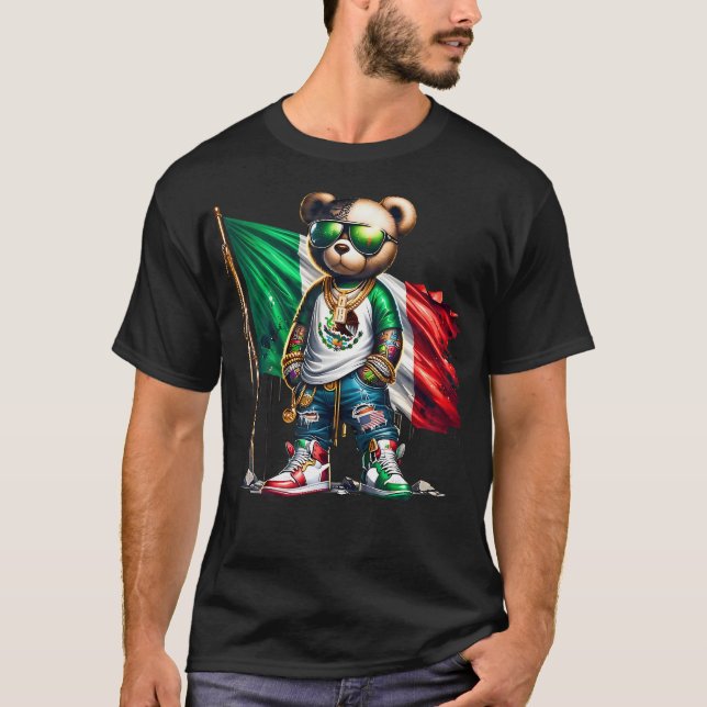 T-shirt Drapeau mexicain élégant Teddy Bear Mexique (Devant)