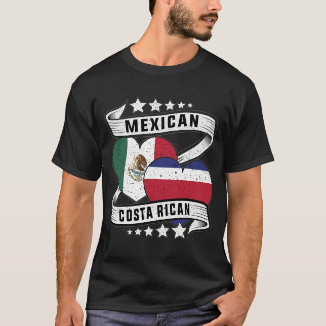 T-shirt Drapeau Mexicain Et Costa Ricain (Devant)