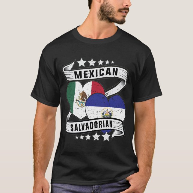 T-shirt Drapeau Mexicain Et Salvadorien (Devant)