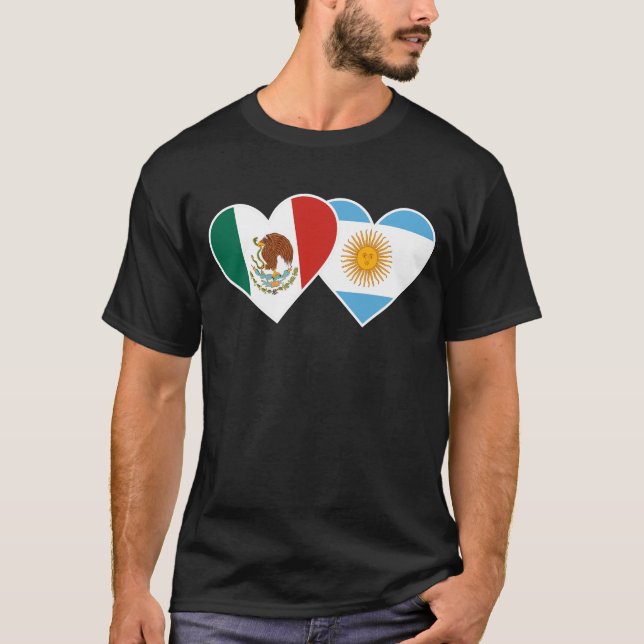 T-shirt Drapeau mexicain moitié argentin Mexique Argentine (Devant)