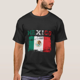 T-shirt Drapeau mexicain vintage en détresse Base mexicain