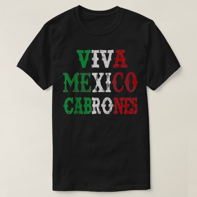 T-shirt Drapeau mexicain Viva Mexico Cabrones Distresse Vi (Design devant)