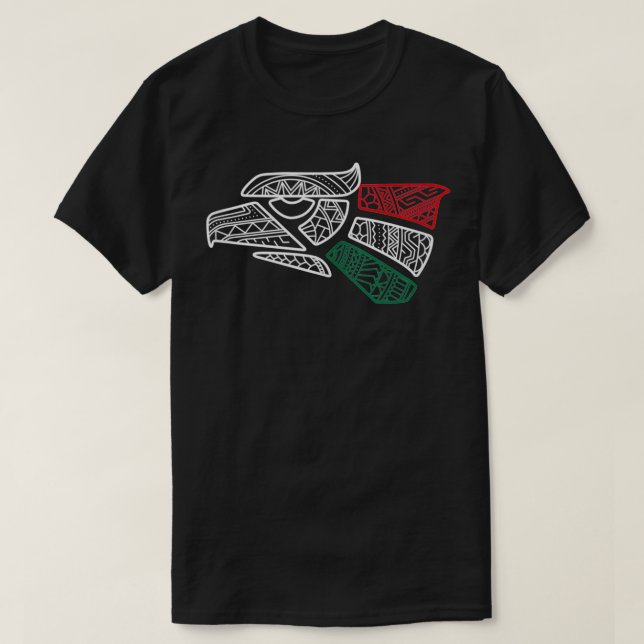 T-shirt Drapeau Mexique Aigle Mexicaine Style Aztèque Hech (Design devant)
