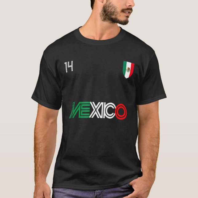 T-shirt Drapeau Mexique Retro Football Football (Devant)
