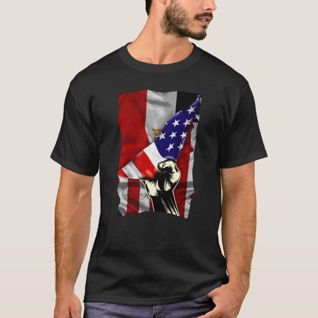 T-shirt Drapeau mi-américain Drapeau égyptien ROOTS USA Dr (Devant)