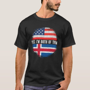 T-shirt Drapeau mi-américain islandais USA Islande