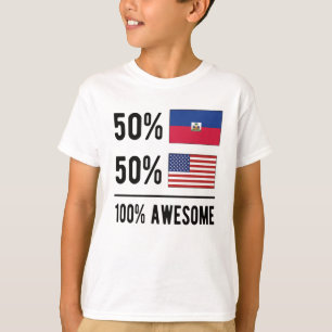 T-shirt Drapeau mi-haïtien mi-américain Haïti USA