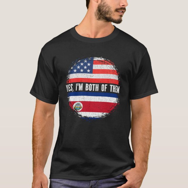 T-shirt Drapeau moitié-américain Costa Rica États-Unis Cos (Devant)