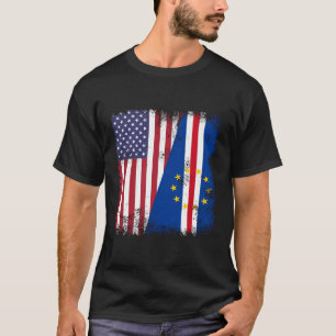 T-shirt Drapeau moitié Cap-Verdien Vintage Cap-Vert Usa Ca