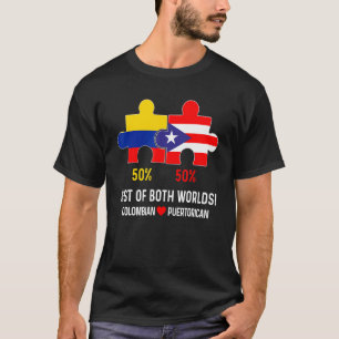 T-shirt Drapeau moitié colombien moitié portoricain Carte 