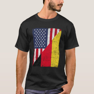 T-shirt Drapeau moitié États-Unis moitié Allemagne Drapeau