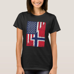 T-shirt Drapeau moitié États-Unis moitié Norvège Drapeau a