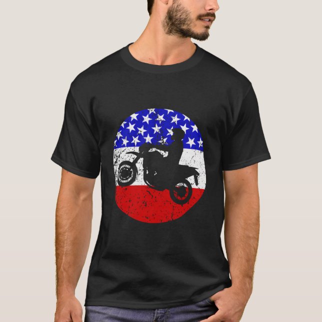 T-shirt Drapeau Motocross Retro Style Motocross Sports (Devant)