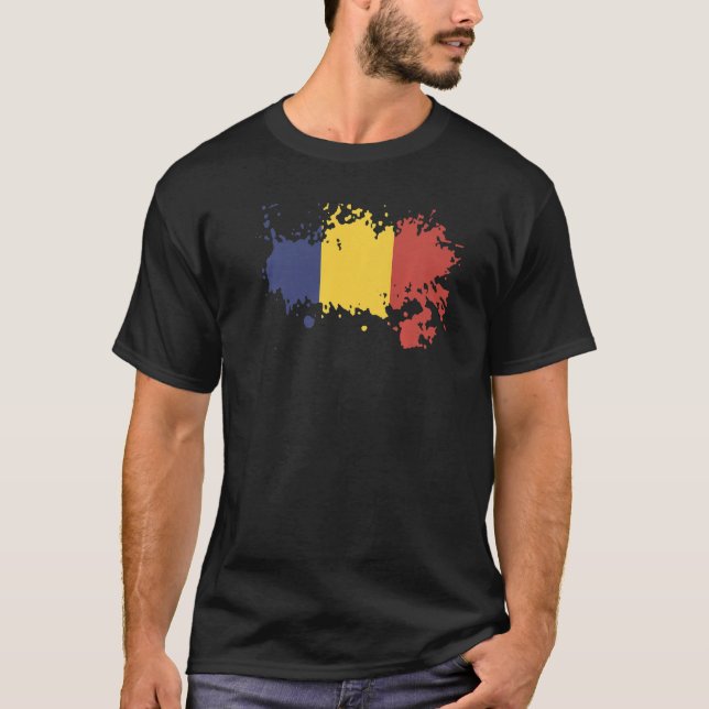 T-shirt Drapeau national de Roumanie souvenir pour hommes  (Devant)