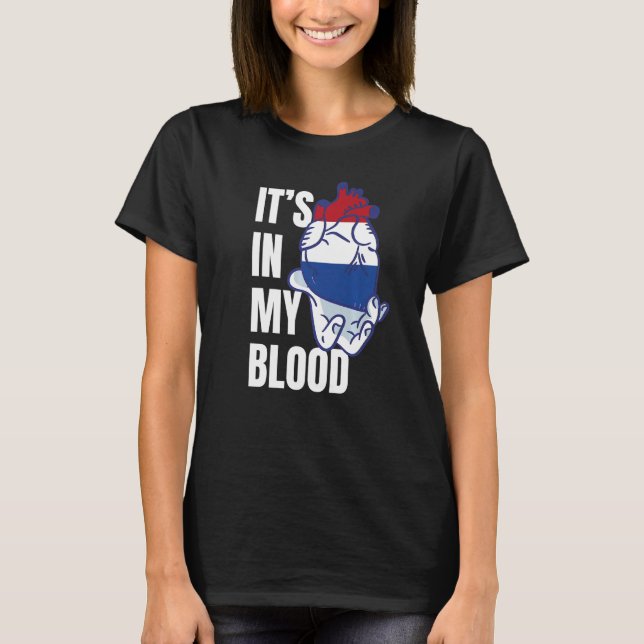 T-shirt Drapeau néerlandais Coeur sang Veines main Pays-Ba (Devant)