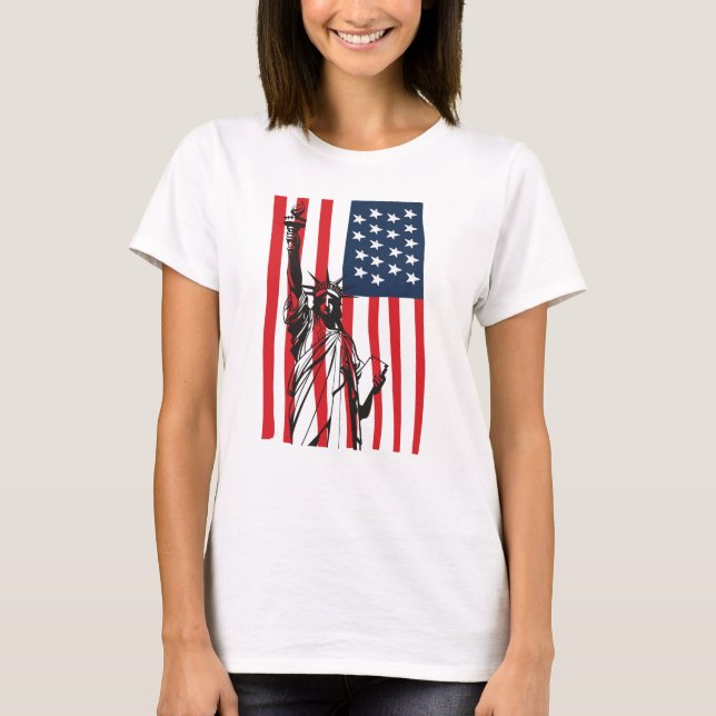T-shirt Drapeau New York NYC Statue of Liberty USA America (Devant)