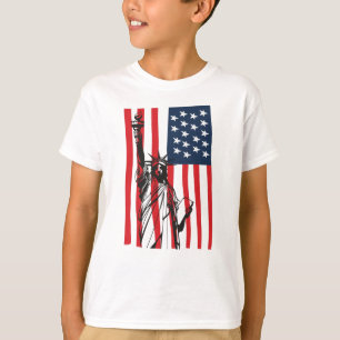 T-shirt Drapeau New York NYC Statue of Liberty USA America