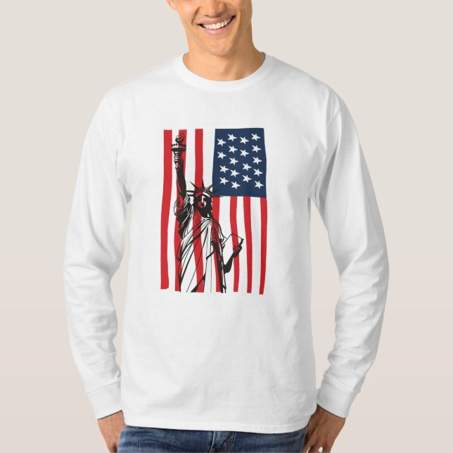T-shirt Drapeau New York NYC Statue of Liberty USA America (Devant)