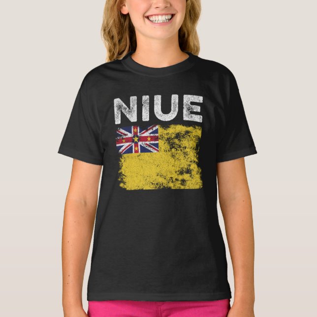 T-shirt Drapeau Niue Distressed - Drapeau Niuean (Devant)