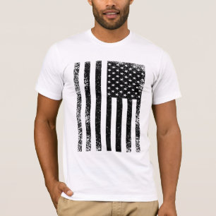 T-shirt Drapeau noir et blanc en détresse