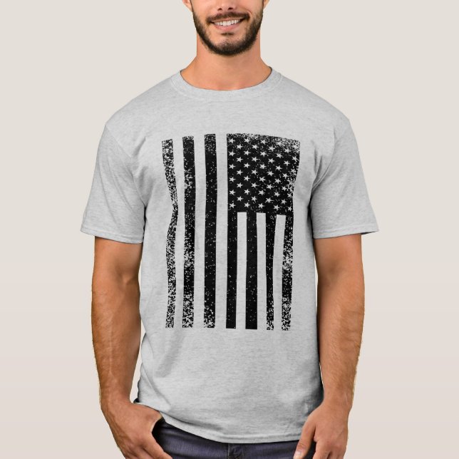 T-shirt Drapeau noir et blanc en détresse (Devant)