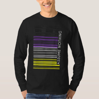 T-shirt Drapeau Non Binaire Suppose Rien Code-Barres Enby 