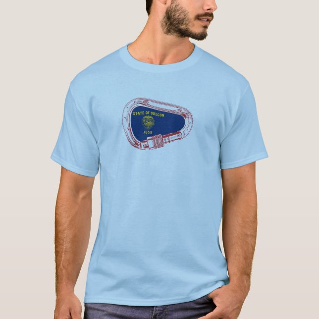 T-shirt Drapeau Oregon Escalade carabiner (Devant)
