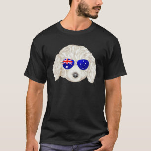 T-shirt Drapeau OZ Chien Poodle Blanc Australie Pochette