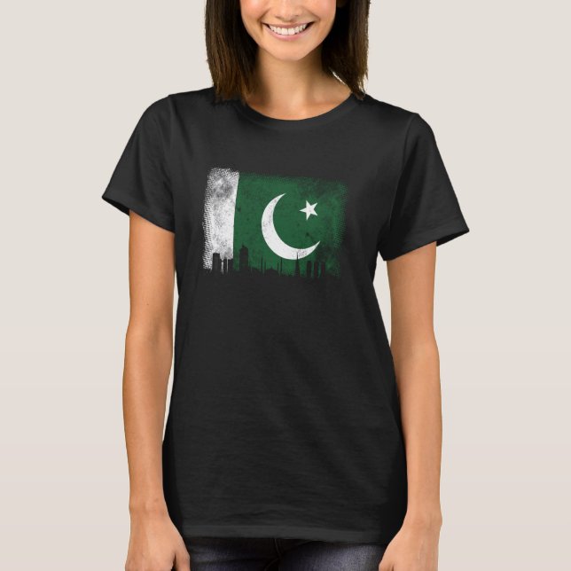 T-shirt Drapeau pakistanais Islamabad City Skyline (Devant)