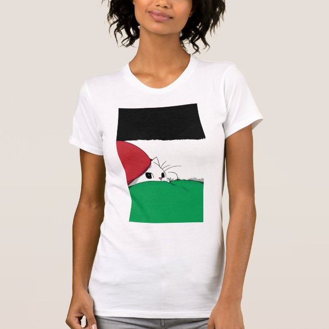 T-shirt Drapeau PALESTINE GRATUIT Chat (Devant)