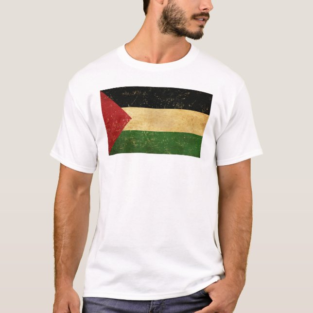 T-shirt Drapeau palestinien blanc Vintage (Devant)