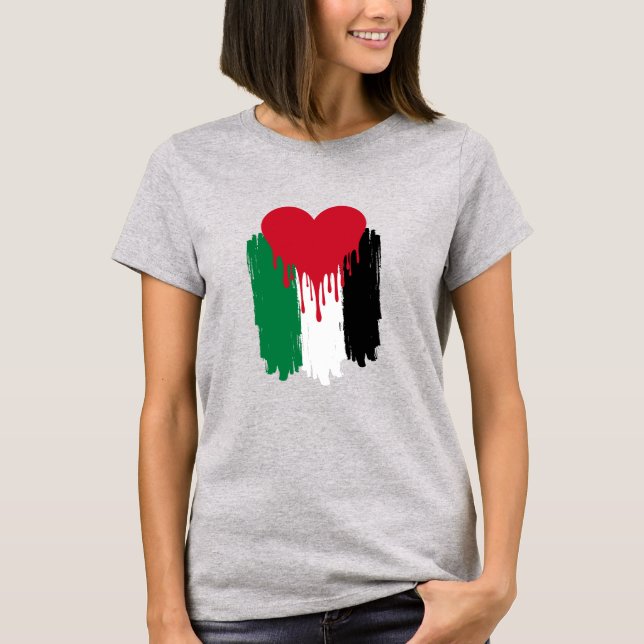 T-shirt Drapeau Palestinien Coeur (Devant)