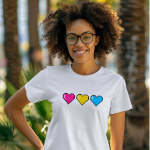 T-shirt Drapeau Pansexuel Coeur de Pixel