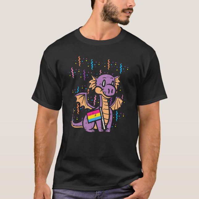 T-shirt Drapeau Pansexuel Dragon Pan Prith Mois Lgbtq Ally (Devant)