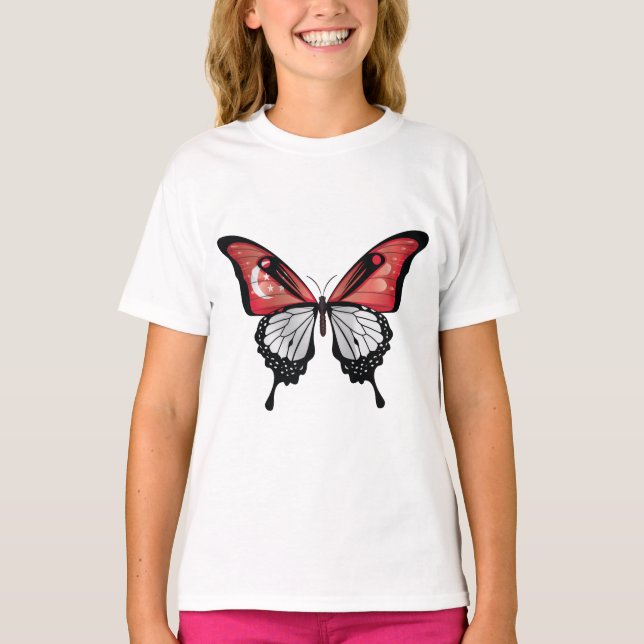 T-shirt Drapeau papillon de Singapour (Devant)