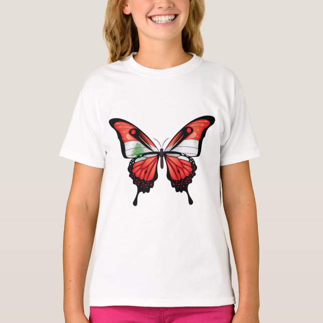 T-shirt Drapeau papillon noir du Liban (Devant)