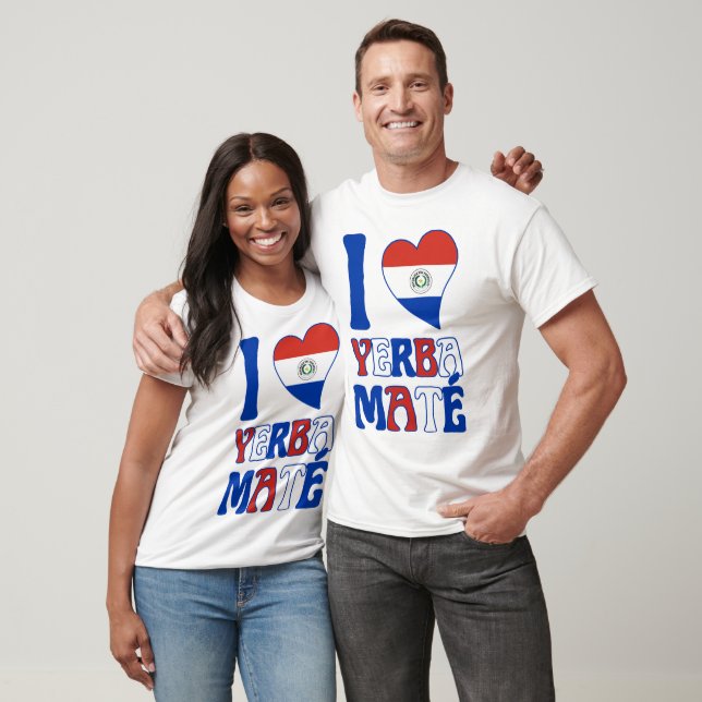 T-shirt Drapeau Paraguay élégant I LOVE YERBA MATE (Unisexe)