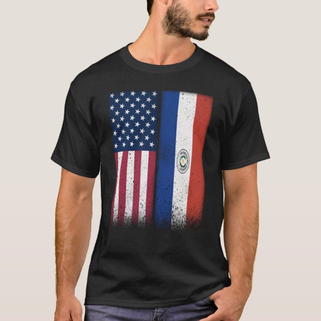T-shirt Drapeau Paraguayen USA Et Paraguay Drapeaux Fiers  (Devant)